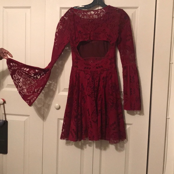 Free People Cranberry Lace Dress Size Small - Picture 5 of 5